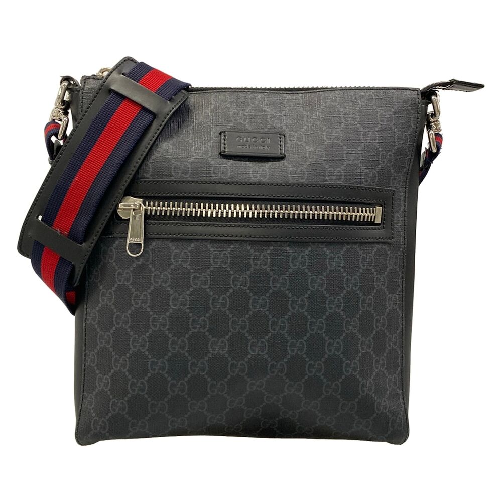 Gucci GG Plus/GG Supreme Shoulder Bag 474137 Dark Gray Black Multi PVC Leather